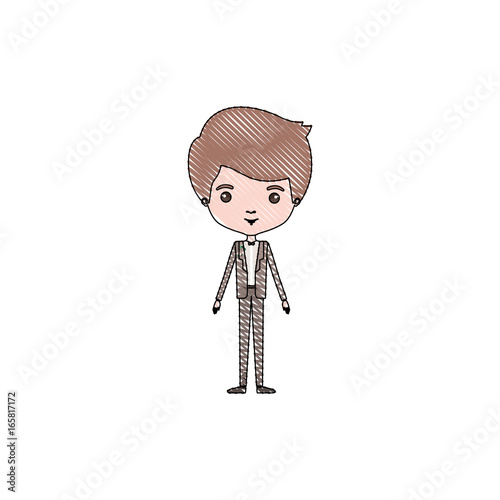color crayon silhouette caricature groom man in wedding formal suit