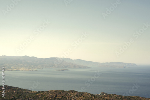 sea, mountains landscape, view from top of the mountain