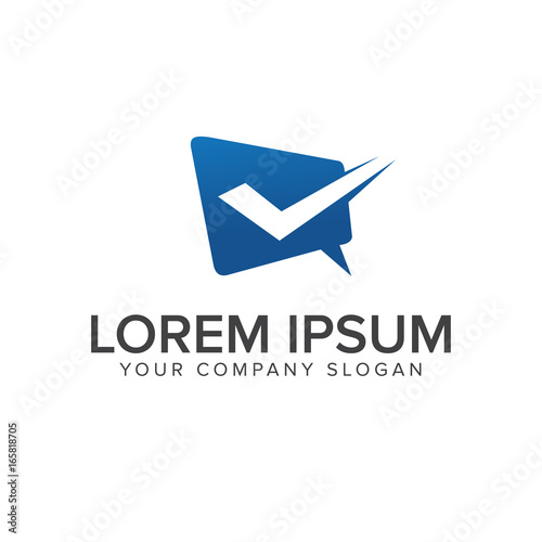 chat checkmark logo design concept template
