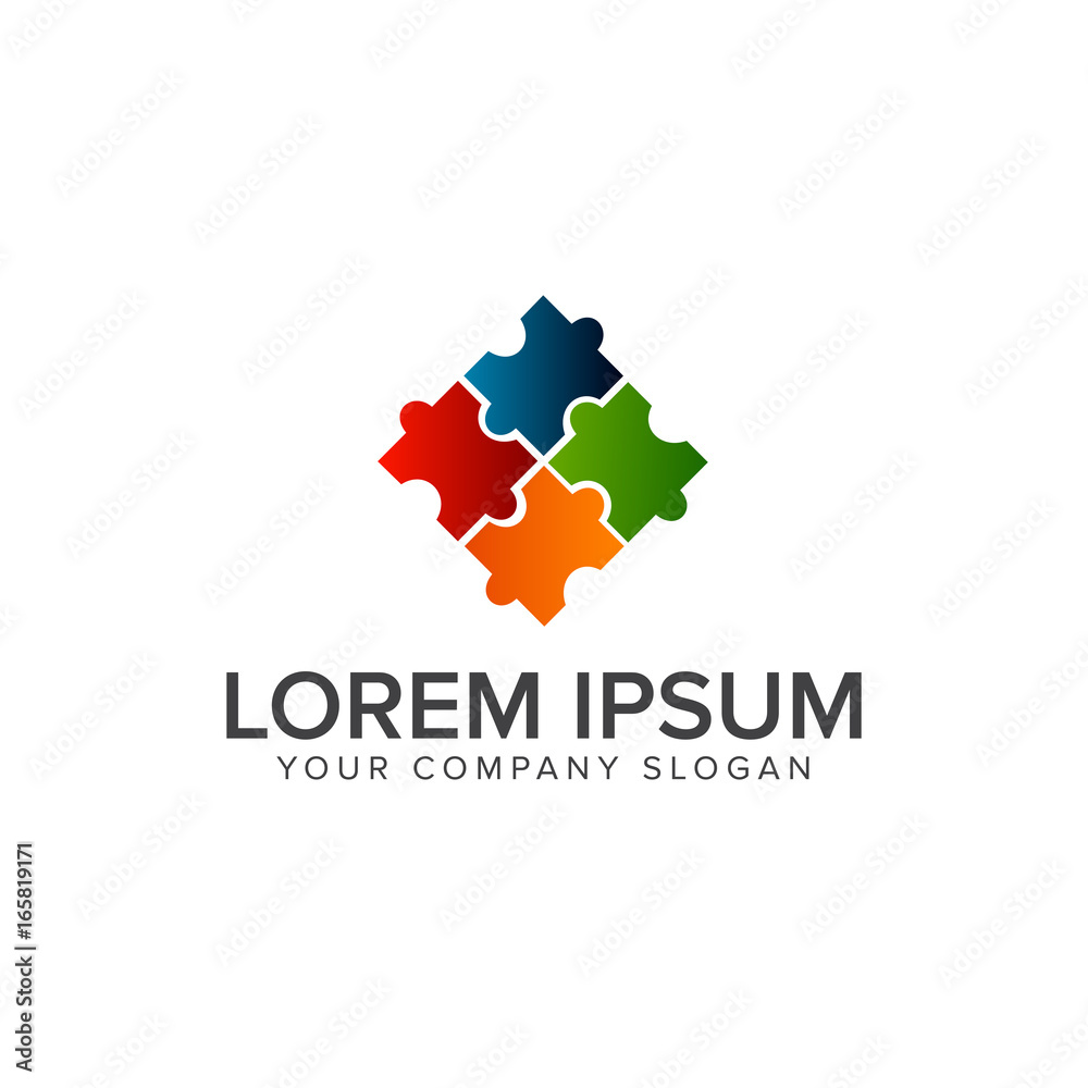 puzzle logo design concept template