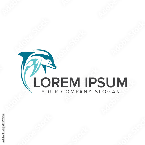 dolphin logo design concept template photo