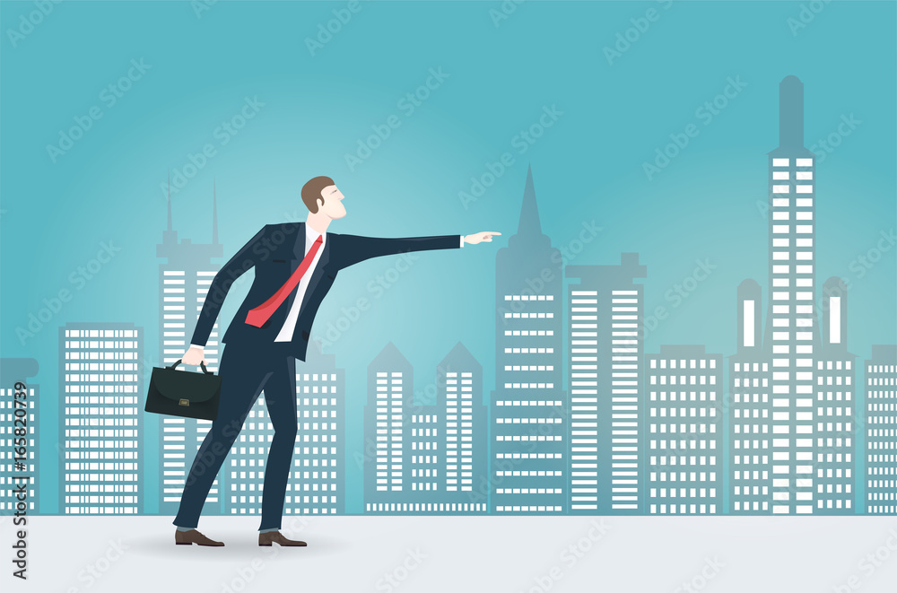 Businessman in the City pointing the direction. Business concept collection. Businessman in the City pointing the direction. Business concept collection.