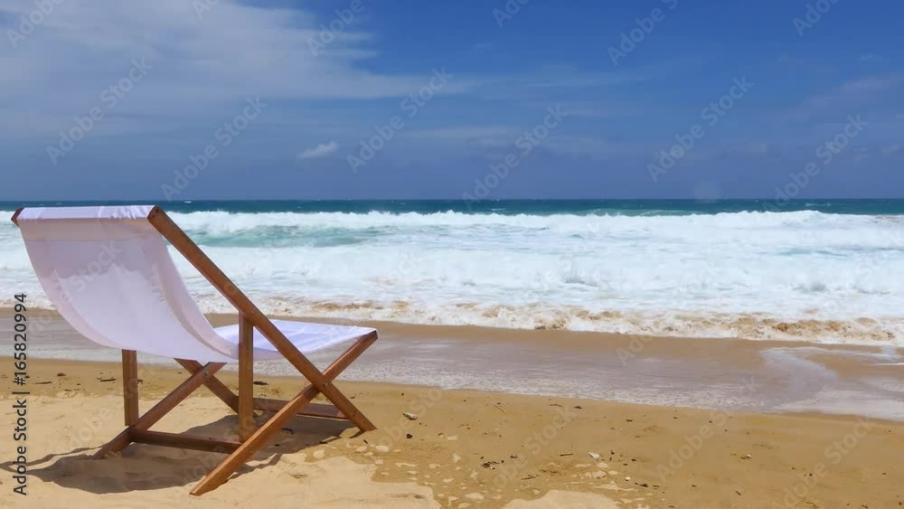 Beach Chair, White Fabric on Karon Beach, Phuket, Thailand Beach Chair, White Fabric on Karon Beach, Phuket, Thailand