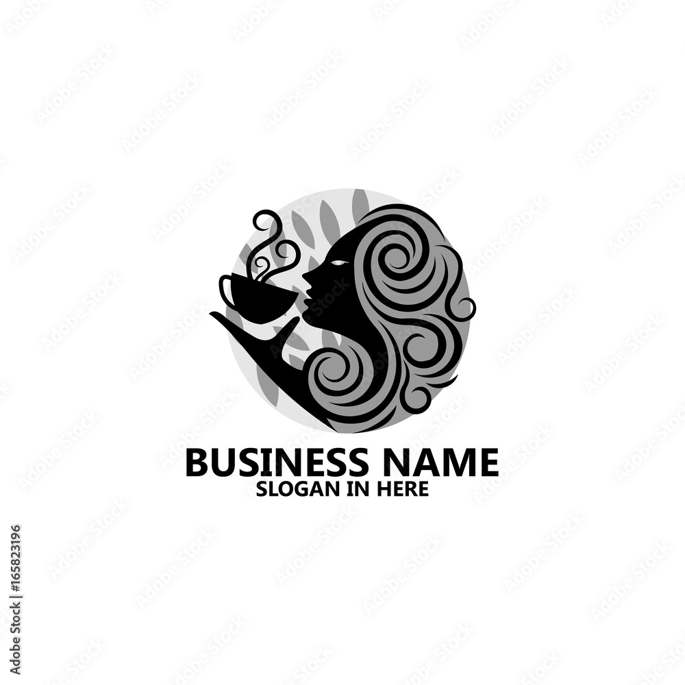 Woman And CoffeevLogo Template Design Woman And CoffeevLogo Template Design