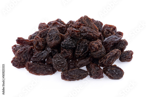 Dried raisins on a white background