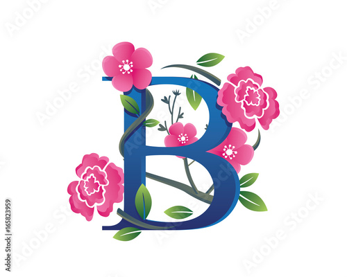 Elegant Floral B Alphabet Logo Illustration