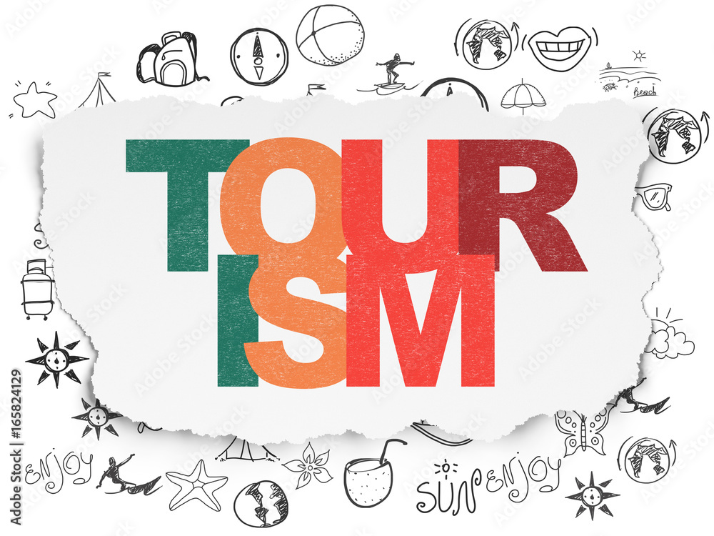 Tourism concept: Tourism on Torn Paper background