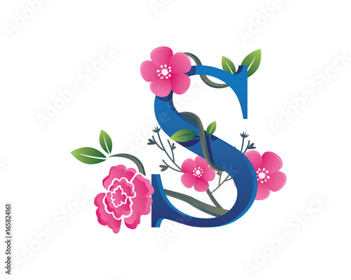 Elegant Floral S Alphabet Logo Illustration