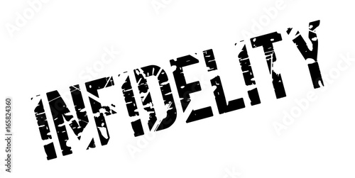Infidelity rubber stamp. Grunge design with dust scratches. Effects can be easily removed for a clean, crisp look. Color is easily changed.