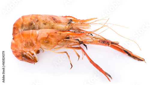 Grilled river shrimp isolated on white background, Prawns