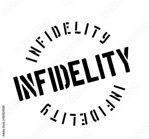 Infidelity rubber stamp. Grunge design with dust scratches. Effects can be easily removed for a clean, crisp look. Color is easily changed.