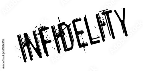 Infidelity rubber stamp. Grunge design with dust scratches. Effects can be easily removed for a clean, crisp look. Color is easily changed.