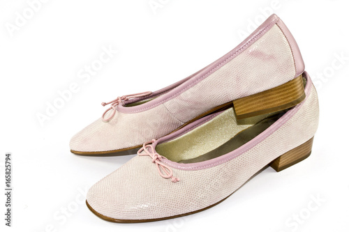 Pink Casual Sensible Flat Shoe on White Background