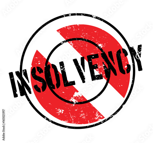Insolvency rubber stamp. Grunge design with dust scratches. Effects can be easily removed for a clean, crisp look. Color is easily changed.