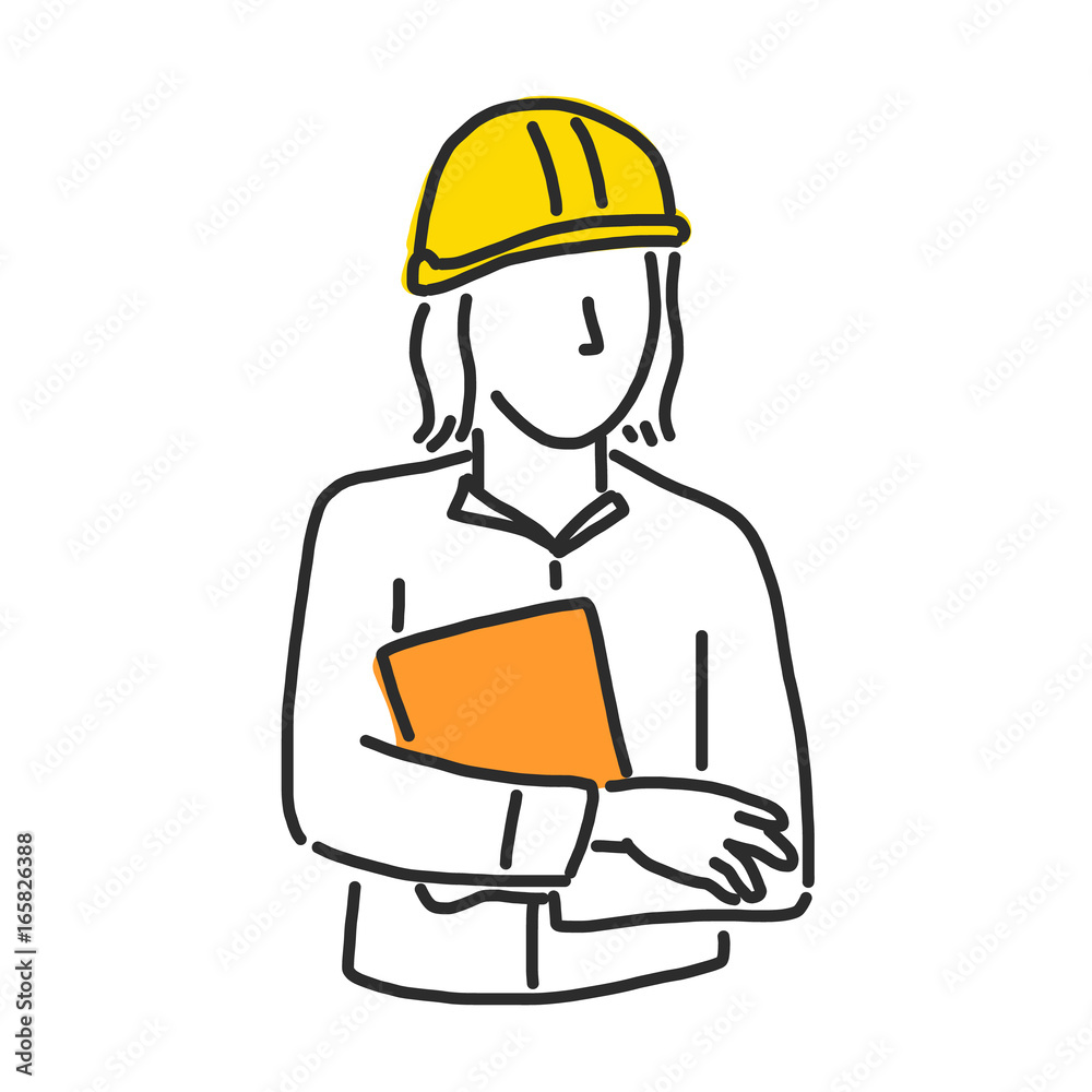 Labor. Builder and worker in various poses. hand drawn. line drawing. vector illustration.