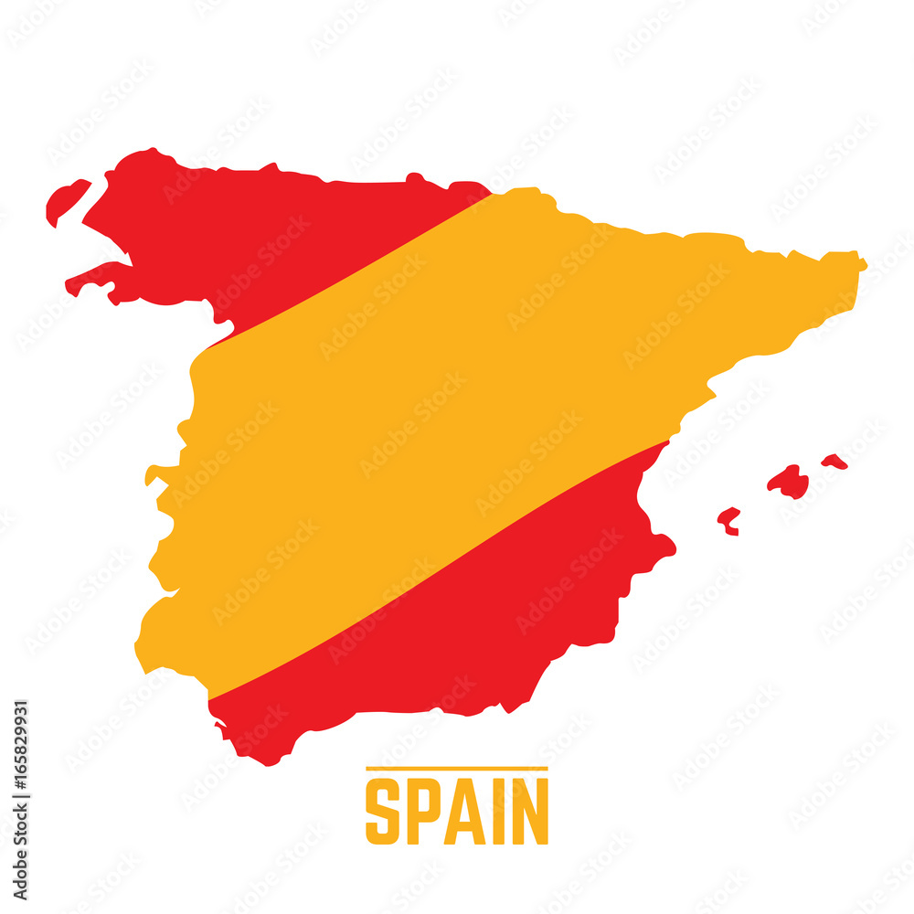 Flag and map of Spain, Vector illustration Flag and map of Spain, Vector illustration