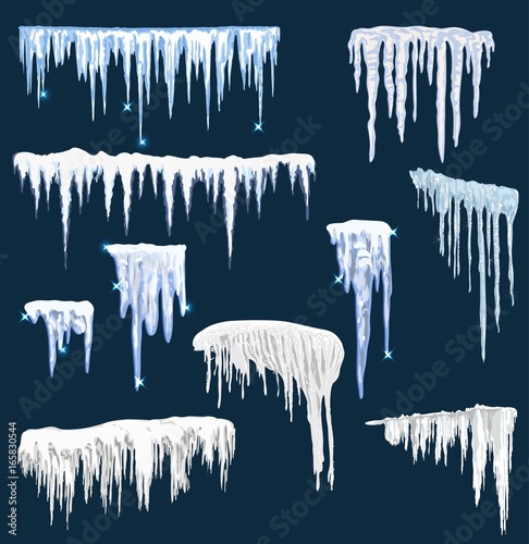 Canvas Print Realistic snow icicles