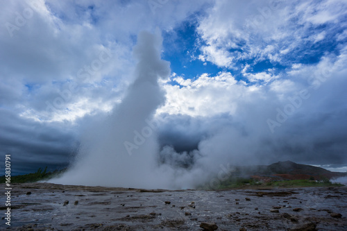 Iceland - Strong eruption at Geyser Strokkur