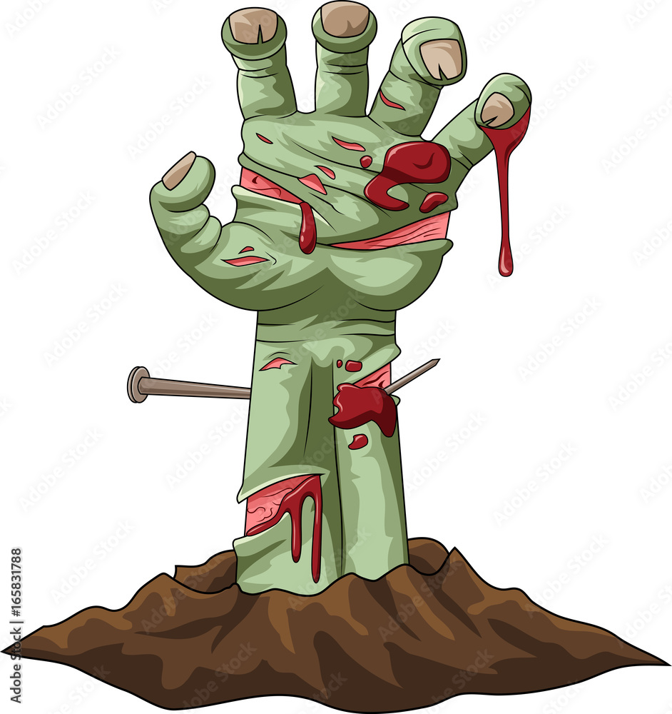 Cartoon zombie hand out of the ground. Vector illustration Stock Vector |  Adobe Stock