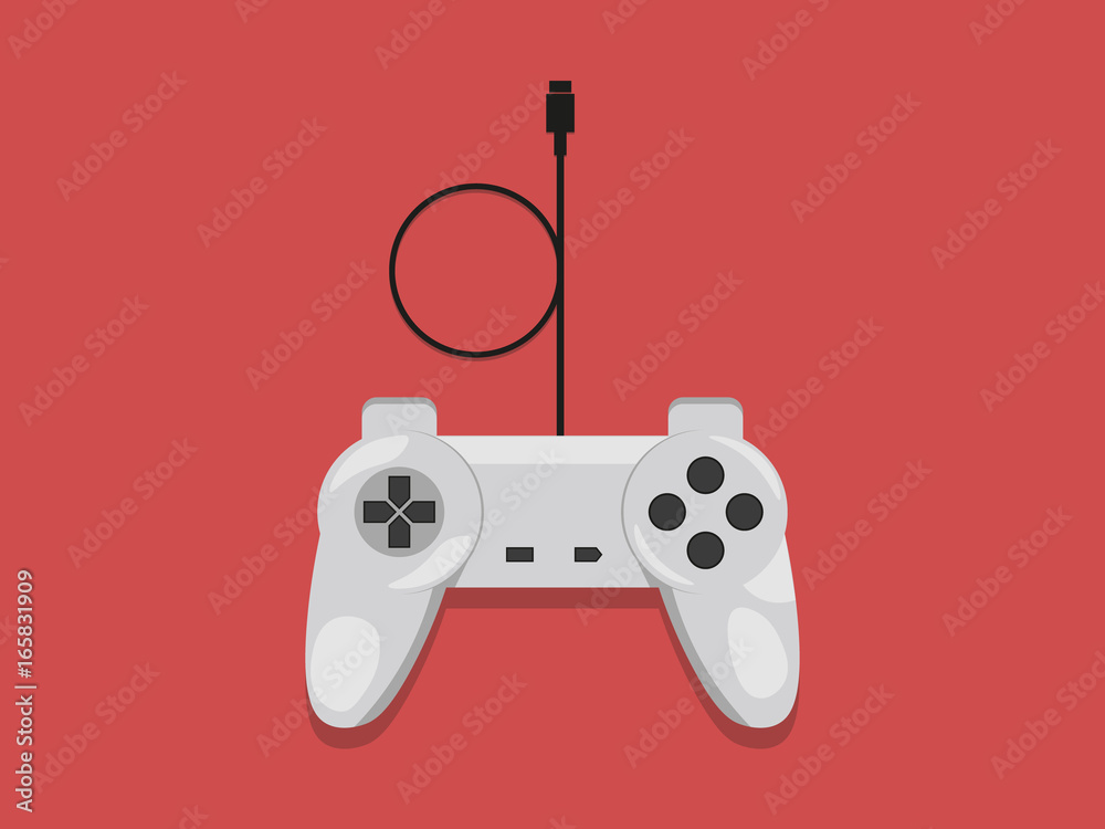 Retro white gamepad. Game controller. Flat design icon. Retro white gamepad. Game controller. Flat design icon.