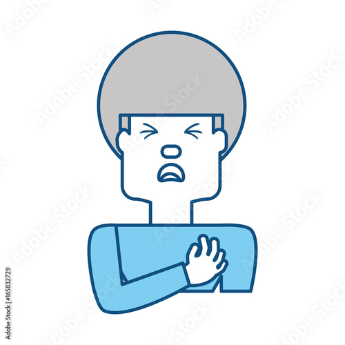 Man with heart attack face cartoon