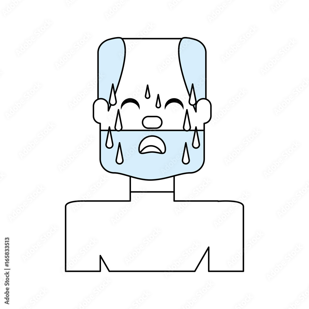 Man with heart attack face cartoon