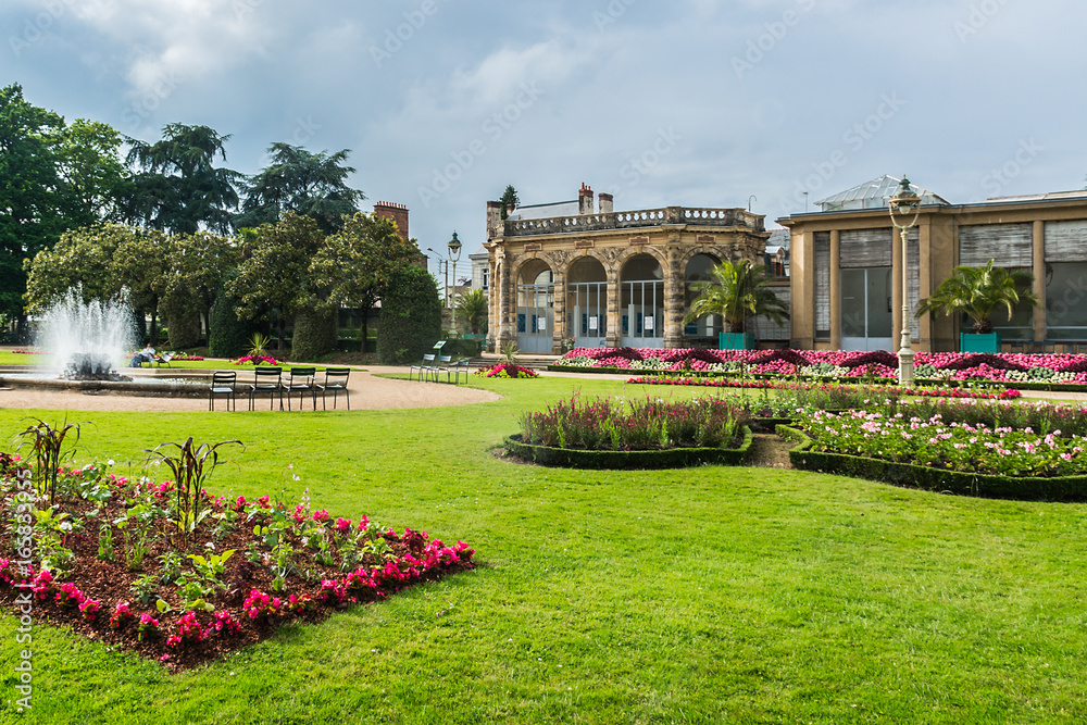 Thabor park (Le parc du Thabor) in Rennes - one of finest examples of landscape art of the XIII century public parks. Thabor Park is the pride of Rennes. Ille-et-Vilaine department, Rennes, France.