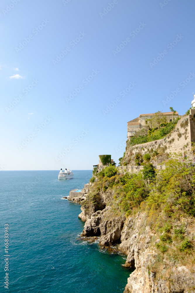 Luxury cruise leaving Amalfi