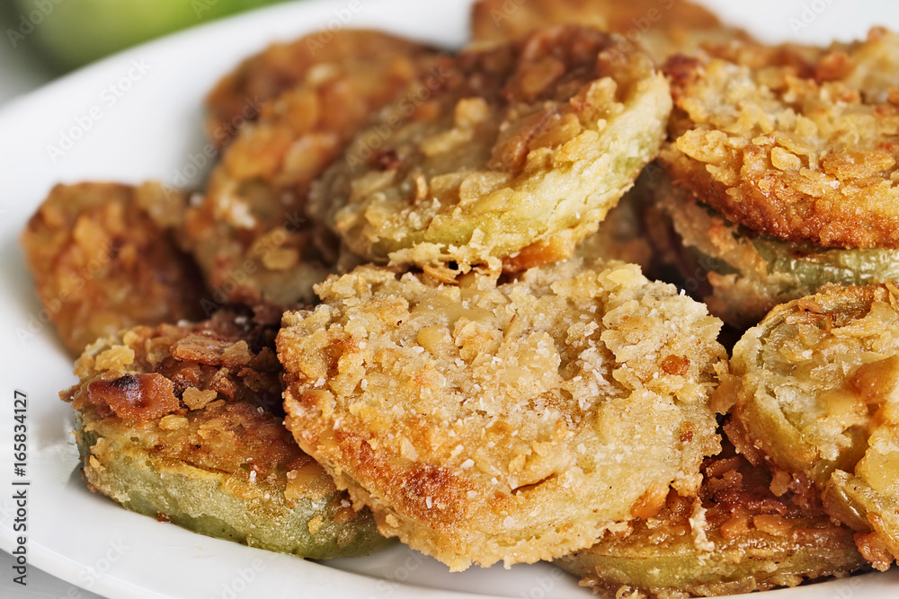 Plate of Golden Fried Green Tomatoes Plate of Golden Fried Green Tomatoes