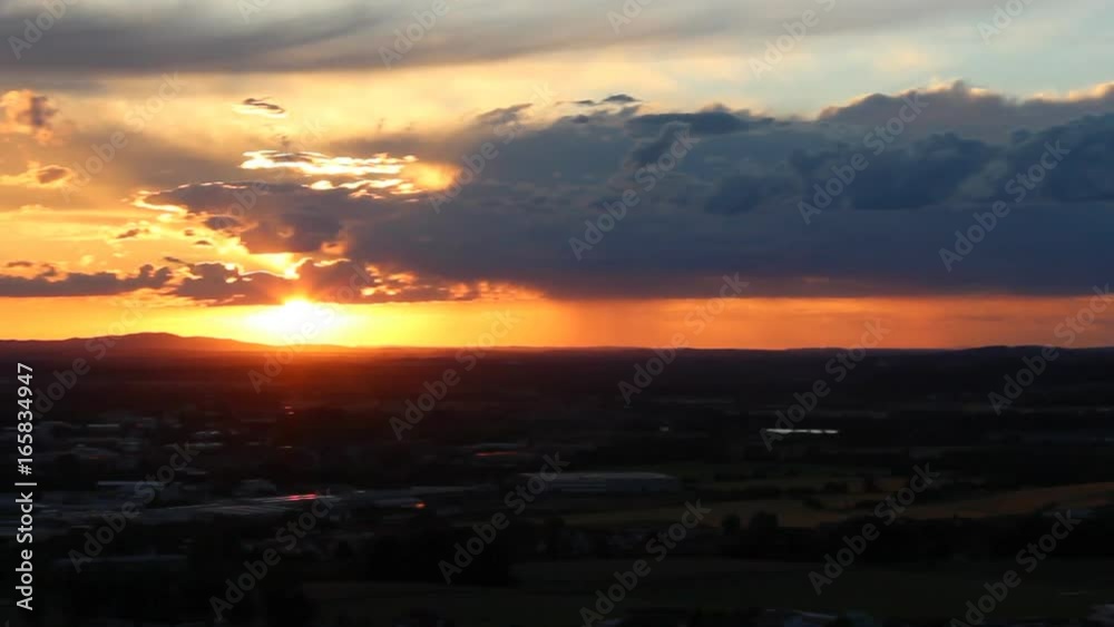 Aerial view to Ceske Budejovice in sunset Aerial view to Ceske Budejovice in sunset