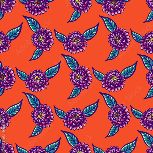 Floral hand drawn vintage seamless pattern with flowers and leaves. Fabulous ...