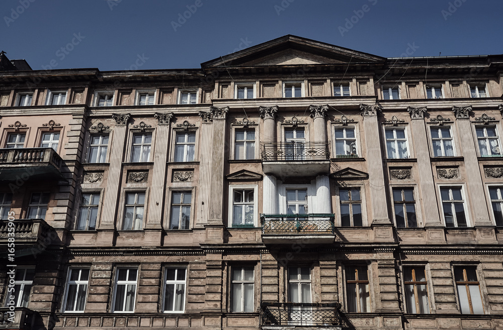 Art Nouveau facade of the building in Poznan.