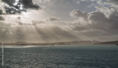 Panoramic view at Sunrise in St. John s  Antigua and Barbuda