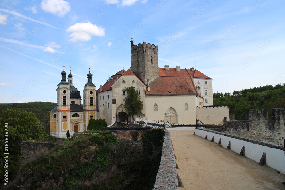 Access road to Vranov nad Dyjí Chateau, Czech republic (View from the west)