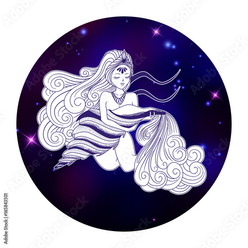 Aquarius zodiac sign, horoscope symbol, vector illustration