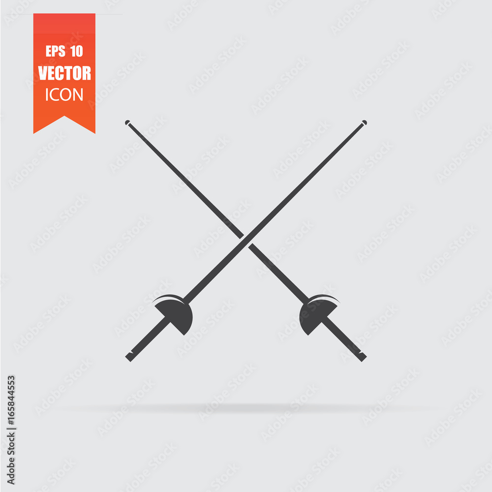 Fencing icon in flat style isolated on grey background. Fencing icon in flat style isolated on grey background.