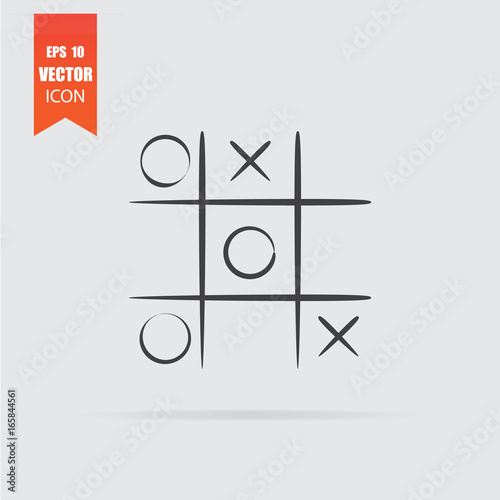 Tic tac toe icon in flat style isolated on grey background.