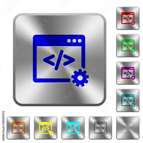 Web development rounded square steel buttons