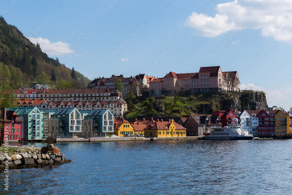 Bergen waterfront, bergenhus, and Rothaugen school