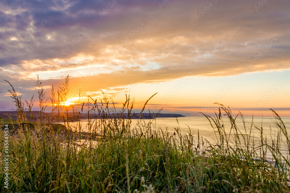Obraz premium Sunset in Filey, North Yorkshire