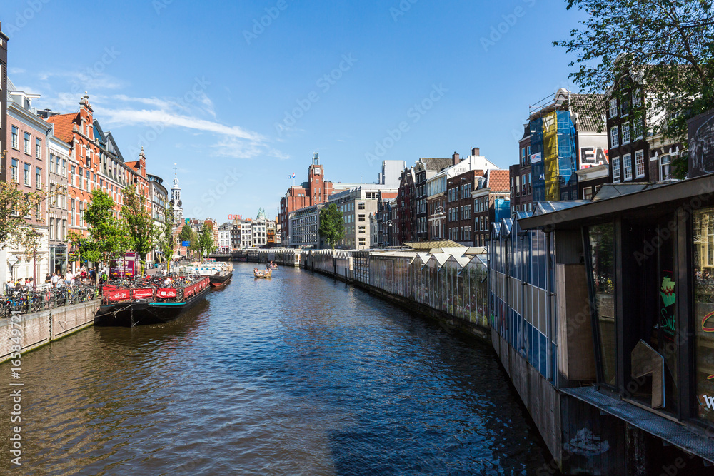 View of typical Dutch buildings at the Herengracht canal