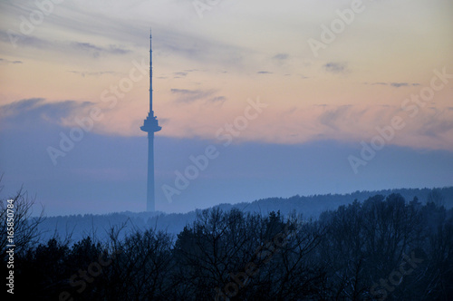 TV tower in Vilnius at sunset