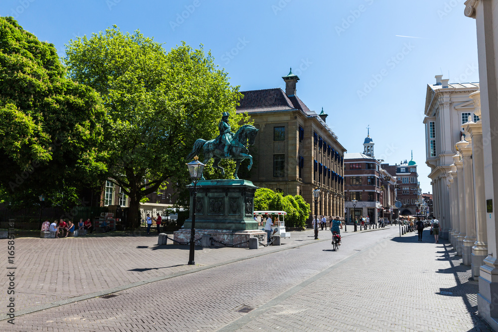 View of the Noordeinde and Hoogstraat Street in the city center of The Hague