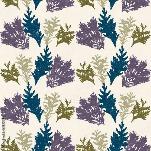 Vector seamless pattern with thuja branches.