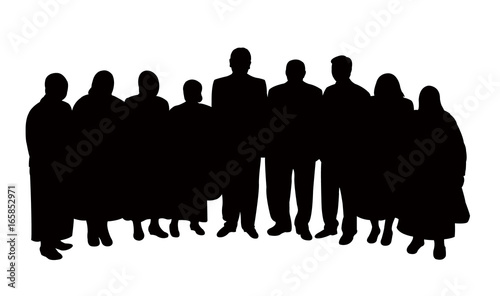 big family portrait, silhouette vector