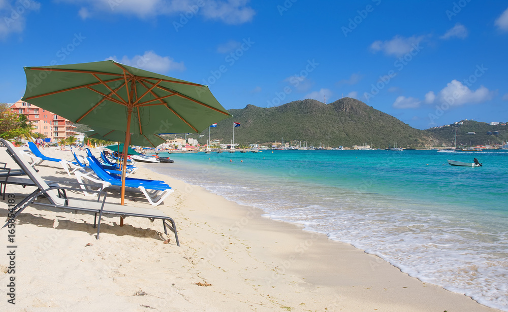 Great Bay beach - Philipsburg Sint Maarten ( Saint Martin ) - Caribbean tropical island