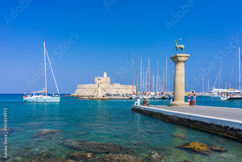 Mandraki Harbour Rhodes Greece Europe
