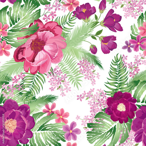 Floral seamless pattern. Spring Flower rose bouquet background. © Terriana