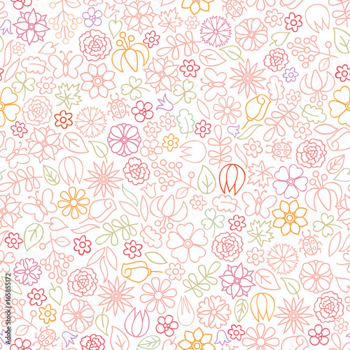 Floral seamless pattern.  Flower icon gentle background. Spring decor