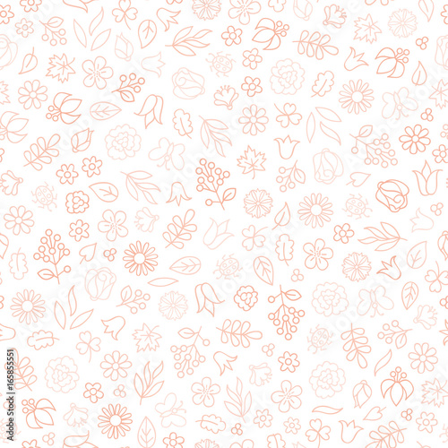Flower icon seamless pattern. Floral leaves and flowers summer decor